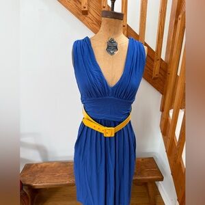 Betsey Johnson Royal Blue Jersey Dress with Yellow Belt